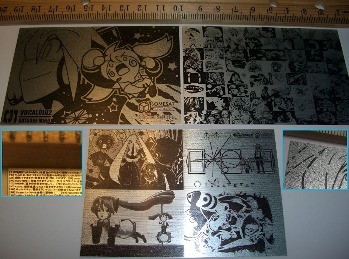 Plaques avec des illustrations de Miku Hatsune à bord d'Akatsuki