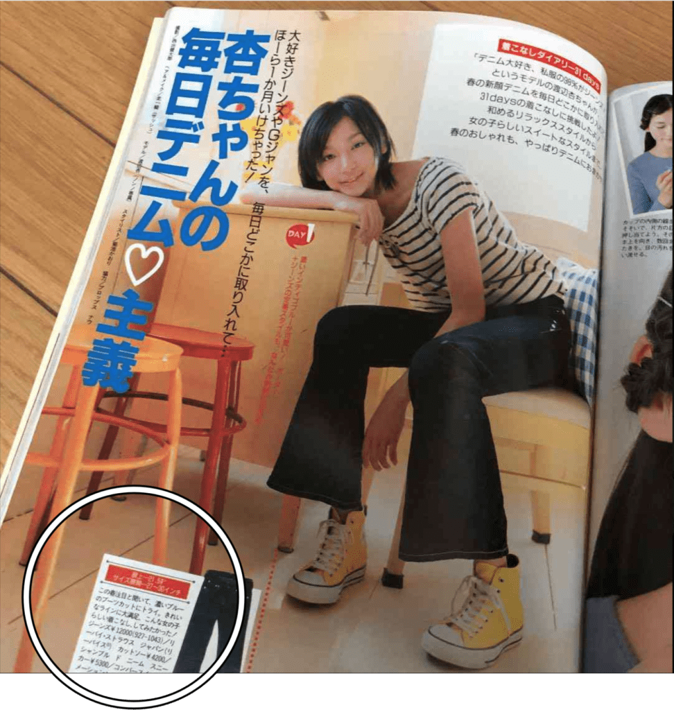 Détail du jean Levi's dans la photo originale