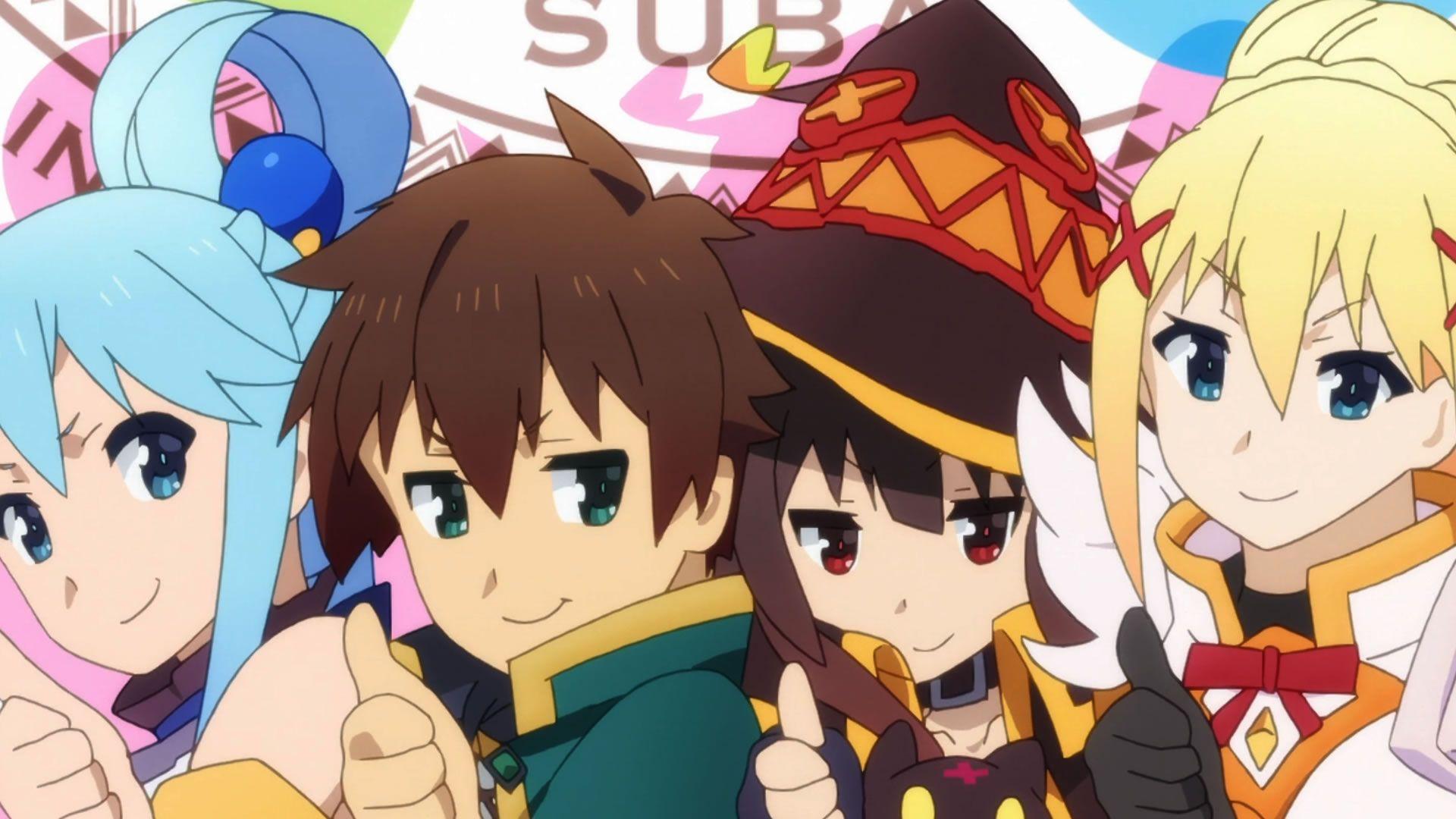 Kazuma et son groupe de KonoSuba, la parodie isekai culte de 2016