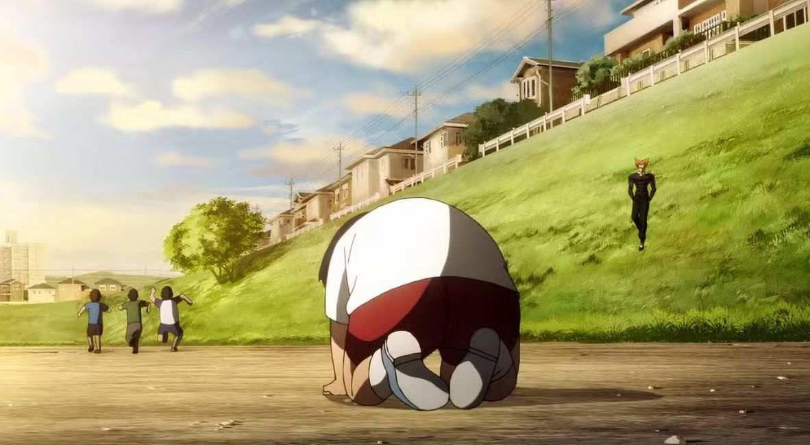 Scène d'action de One Punch Man avec des problèmes d'animation