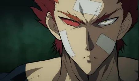 Saitama de One Punch Man saison 3 sur fond de ville détruite