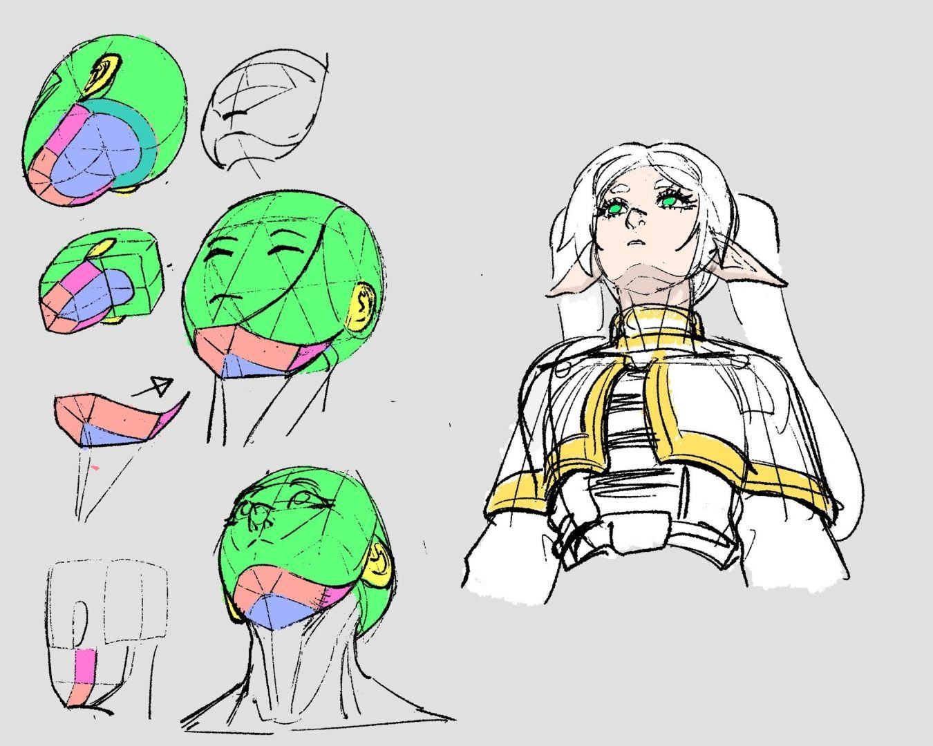 Frieren le personnage d'anime représentée dans le style du mème viral