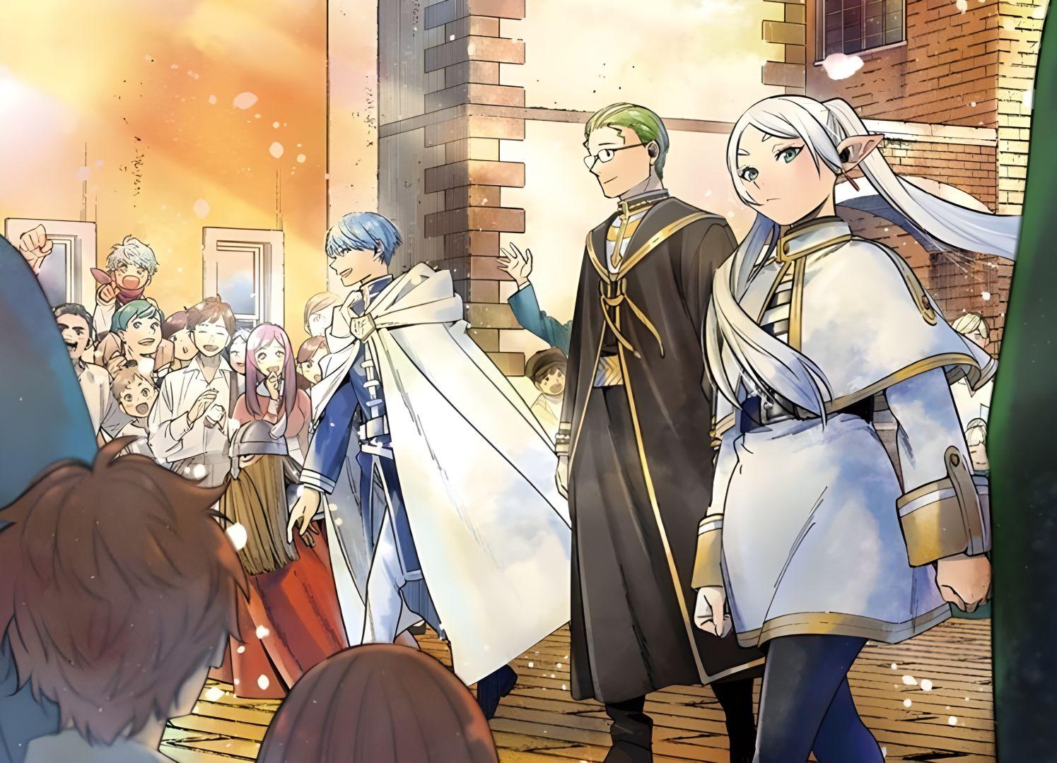 Personnages de Sousou no Frieren, Frieren et Fern, célébrant le succès