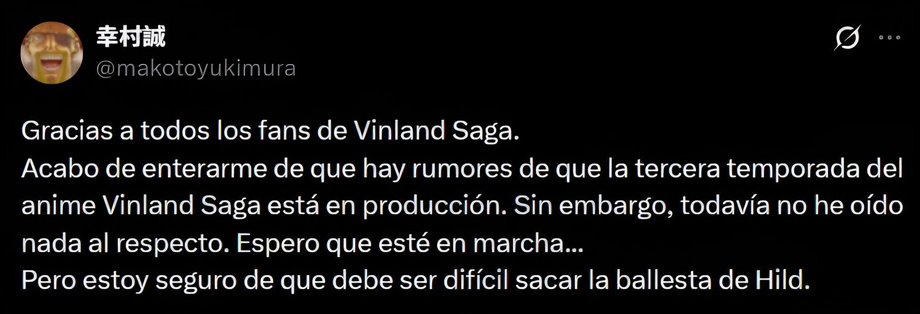 Makoto Yukimura s'adressant aux fans de Vinland Saga concernant la saison 3