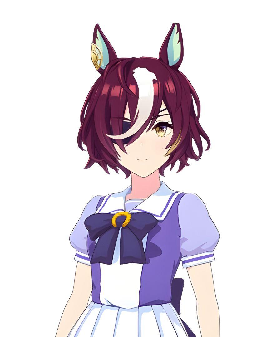 Portrait du cheval de course Tanino Gimlet, star de l'anime Umamusume