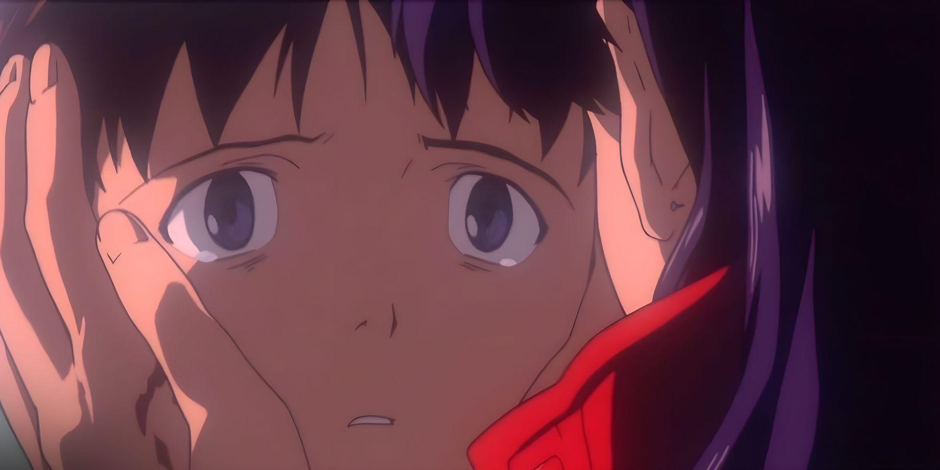 Misato Katsuragi embrassant Shinji Ikari dans The End of Evangelion