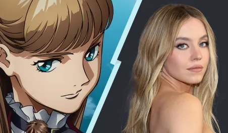 Sydney Sweeney et un Mobile Suit Gundam, annonçant le film live-action Netflix.
