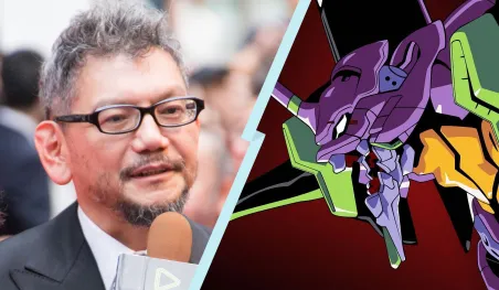Hideaki Anno, le visionnaire derrière Evangelion, lors d'une conférence.