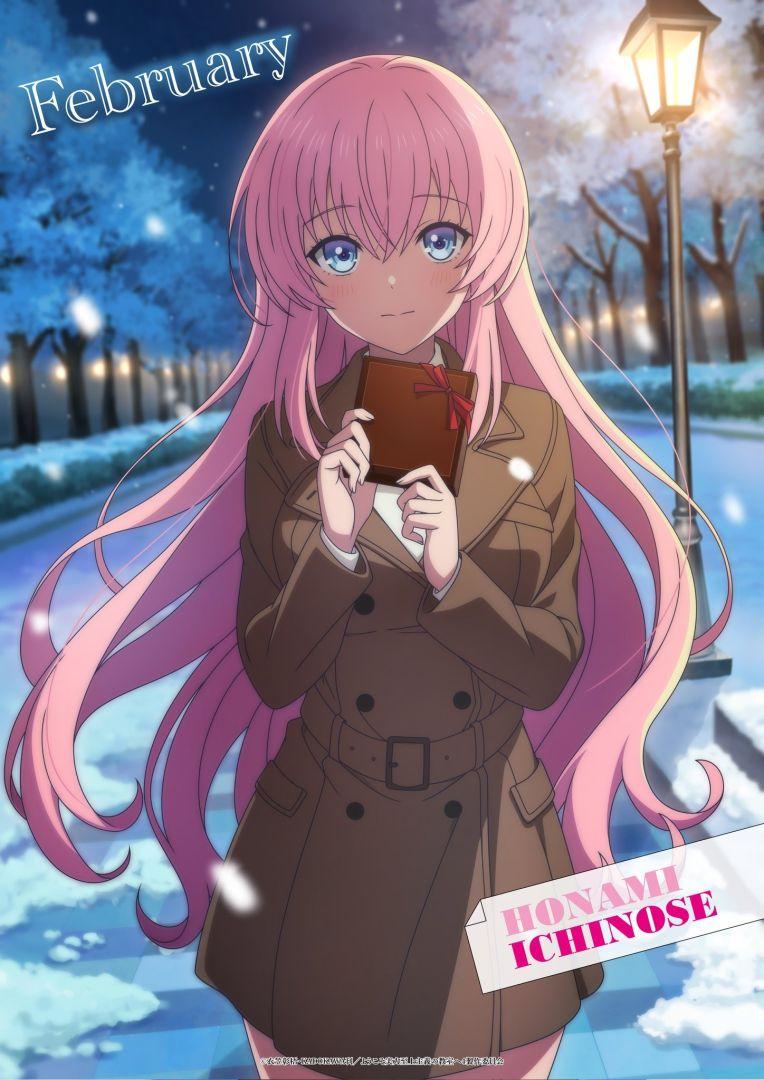 Personnages de Classroom of the Elite dans une illustration pour la Saint-Valentin.